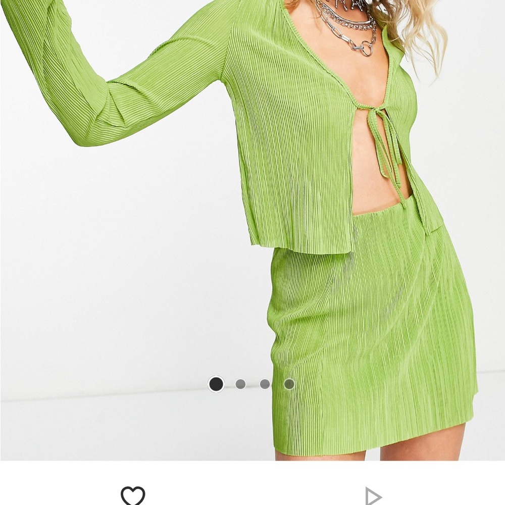 ASOS 2 piece Plisse set in lime green size L